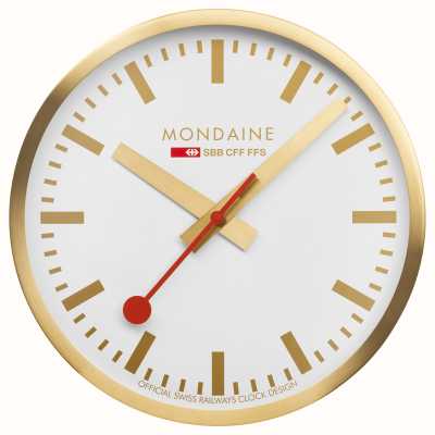 Mondaine SBB Wall Clock (40cm) White Dial / Gold-Tone Aluminium Case A995.CLOCK.17SBG