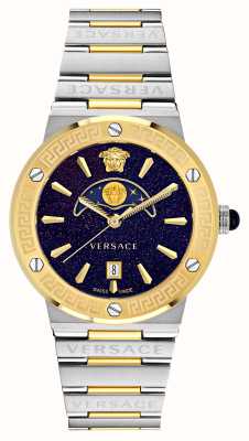 Versace GRECA LOGO MOONPHASE (44mm) Midnight Blue Dial / Two-Tone Stainless Steel VE7G00223