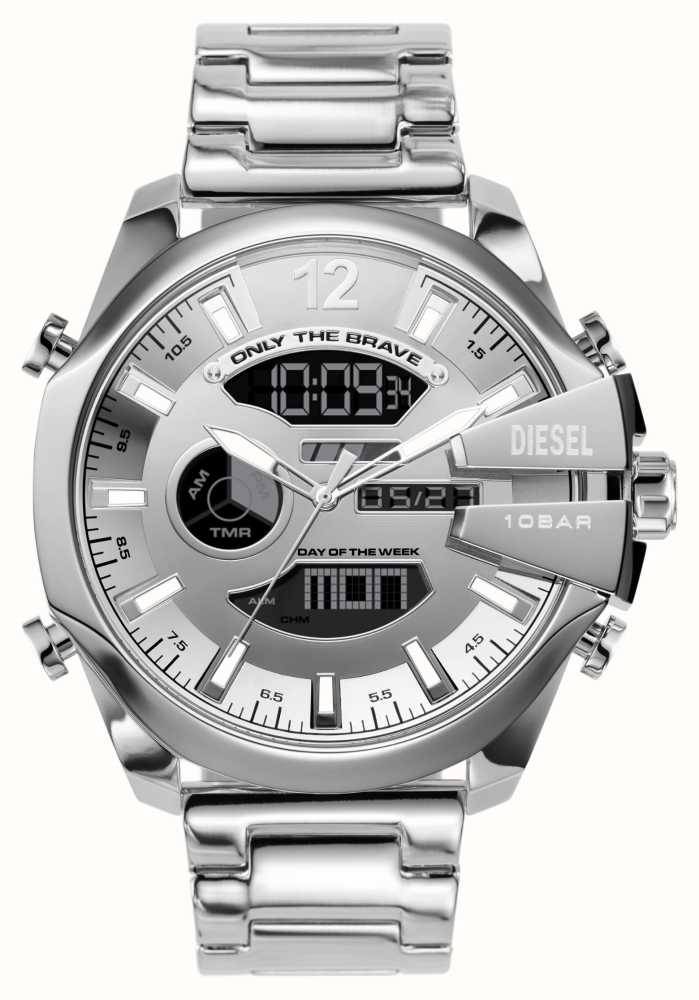 Diesel Men\'s Mega Chief Silver (51mm) Stainless Steel / DZ4648 First - Bracelet Dial Watches™ Hybrid AUS Class