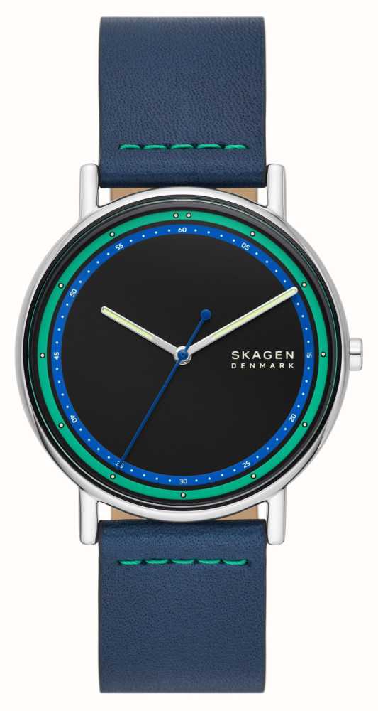 Skagen Men's Signatur (40mm) Black Dial / Blue Leather Strap