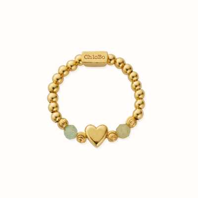 ChloBo In Bloom NEW LOVE Aventurine Ring (Medium) - Gold Plated GR2AHEART