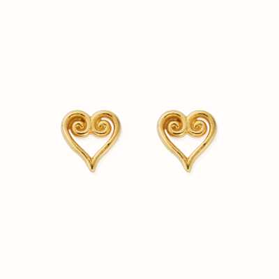 ChloBo In Bloom SCROLL HEART Stud Earrings - Gold Plated GEST3425