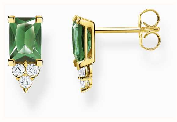 Thomas Sabo Green Gemstone Stud Earrings Gold-Plated H2173-971-6
