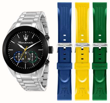 Maserati Men's Traguardo Watch and Strap Set (45mm) Black Chronograph Dial / Interchangeable Straps R8873612061