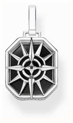 Thomas Sabo Compass Pendant Black Onyx and Zirconia Sterling Silver - Pendant Only PE911-641-11