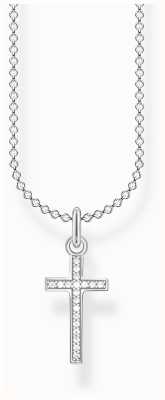Thomas Sabo Cross Pendant Necklace White Zirconia Gemstones Sterling Silver KE2043-051-14