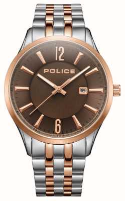 Police LASER Quartz Date (44mm) Brown Dial / Two-Tone Stainless Steel Bracelet PEWJH2194441