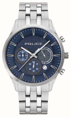 Police CAGE Quartz Multifunction (44mm) Blue Chronograph Dial / Stainless Steel Bracelet PEWJI2194301