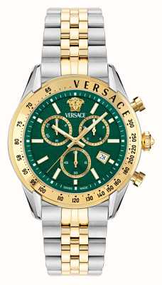 Versace CHRONO MASTER (44mm) Green Chronograph Dial / Two-Tone Stainless Steel Bracelet VE8R00524