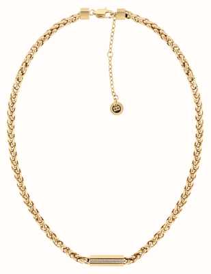 Tommy Hilfiger Women's Snake Gold-Tone Stainless Steel Crystal-Set Chain Necklace 2780873