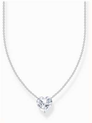 Thomas Sabo Heart-Shaped White Zirconia Sterling Silver Necklace 45cm KE2211-051-14-L45V