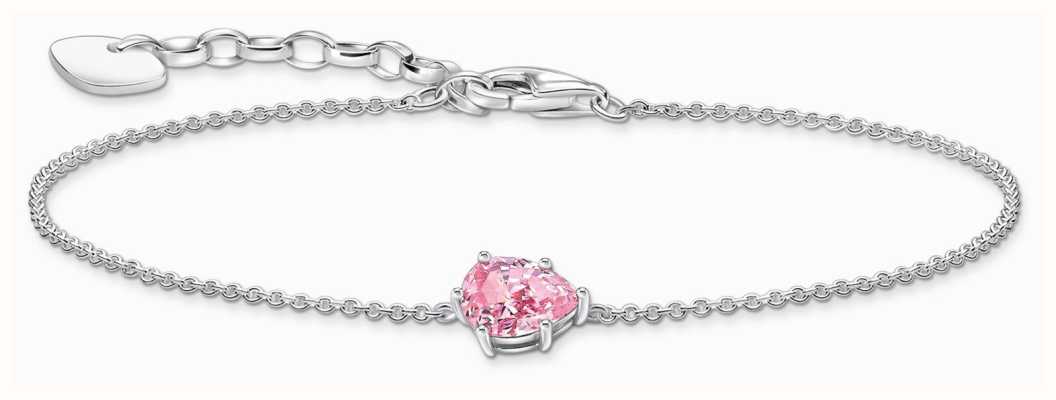 Thomas Sabo Pink Pear-Cut Zirconia Sterling Silver Bracelet 19cm A2159-051-9-L19V