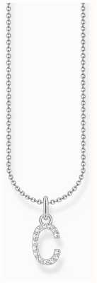 Thomas Sabo Letter 'C' Inital White Zirconia Sterling Silver Pendant Necklace 45cm KE2242-051-14-L45V