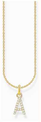 Thomas Sabo Letter 'A' Initial White Zirconia Gold-Plated Sterling Silver Pendant Necklace 45cm KE2240-414-14-L45V