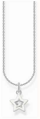 Thomas Sabo Star Pendant White Enamel White Zirconia Sterling Silver Necklace 45cm KE2235-041-14-L45V