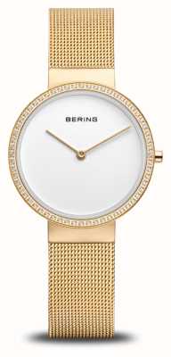 Bering Women's Classic (31mm) White Dial / Gold-Tone Steel Mesh Bracelet 14531-330