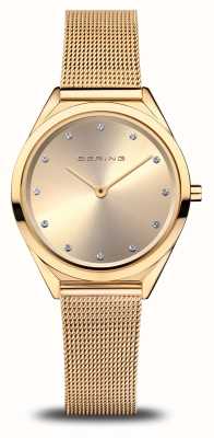 Bering Women's Ultra Slim (31mm) Gold Dial / Gold-Tone Stainless Steel Mesh Bracelet 17031-333
