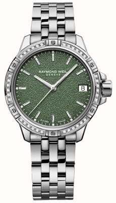 Raymond Weil Tango Classic Diamond Quartz (30mm) Green Frosted Dial / Stainless Steel Bracelet 5960-STS-52061
