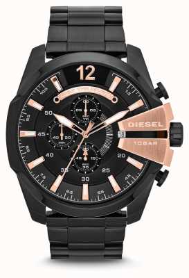 Diesel Men's Mega Chief Black Ion Plate & Rose Gold Watch DZ4309