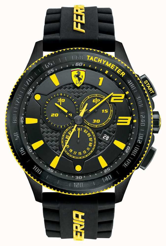 Scuderia Ferrari Chronograph Watch In Black With Yellow Accent