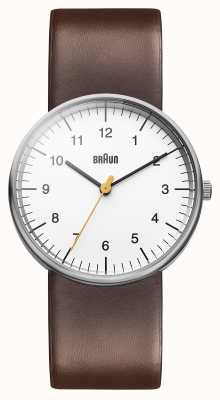 Braun Men's White Dial Brown Leather Strap Watch BN0021WHBRG