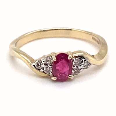 9k Yellow Gold Ruby Diamond Ring JM7882