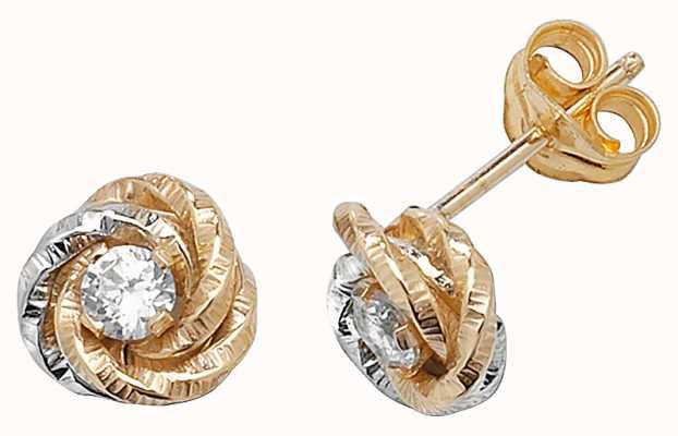 James Moore TH 9k White and Yellow Gold Diamond Stud Earrings ES371