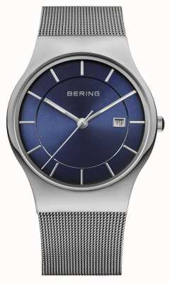 Bering Men's Milanese Mesh Strap Blue Face Watch 11938-003