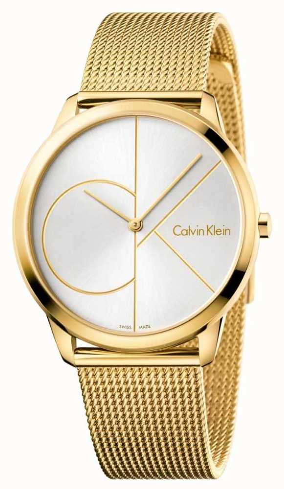 Calvin Klein Men's Minimal Watch | Gold Mesh Stainless Steel Strap ...