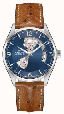 Hamilton Jazzmaster Open Heart Automatic (40mm) Blue Dial / Brown Ostrich Leather Strap H32705041