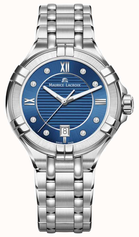 maurice lacroix womens aikon 35mm stainless steel blue dial