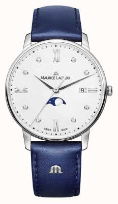 Maurice Lacroix Eliros Moonphase Blue Leather Strap Silver Dial EL1096-SS001-150-1