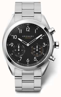 Kronaby 43mm APEX Black Dial Stainless Steel Bracelet A1000-3111 S3111/1