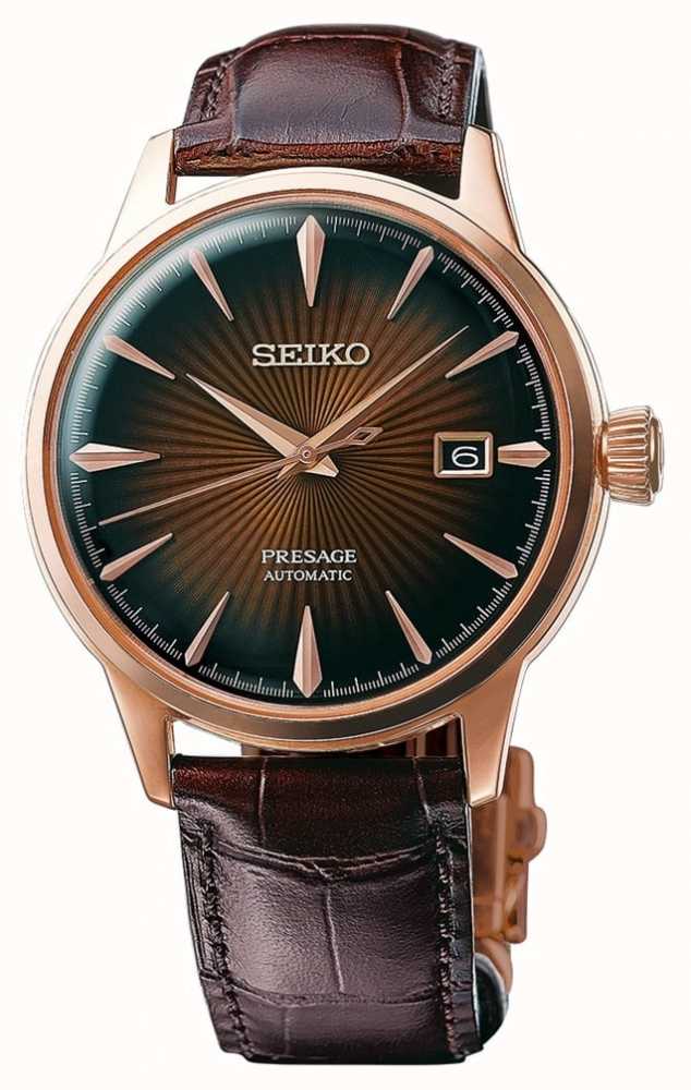 Seiko Presage Cocktail Automatic Rose Gold Case Brown Leather SRPB46J1 -  First Class Watches™ AUS
