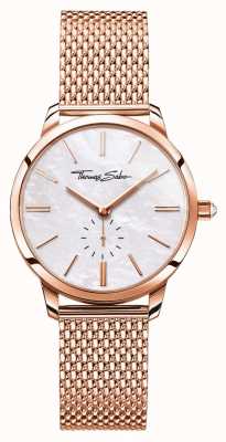 Thomas Sabo Women's Glam Spirit Rose Gold Tone Mesh Bracelet White Dial WA0303-265-213-33