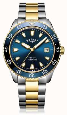 Rotary Men's Henley Automatic Two Tone Bracelet Blue Dial Watch GB05131/05