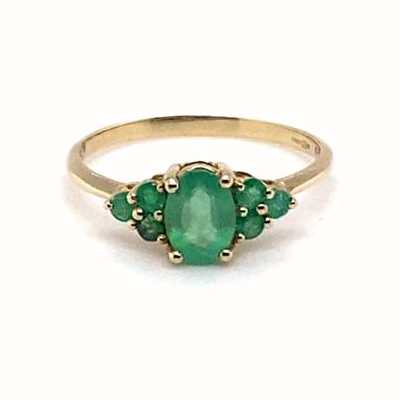 IBB 9ct Yellow Gold Emerald Cluster Ring 1.84.101E