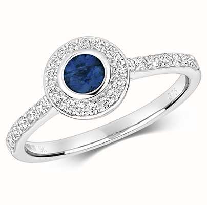 James Moore TH 9k White Gold Diamond Sapphire Ring RD433WS