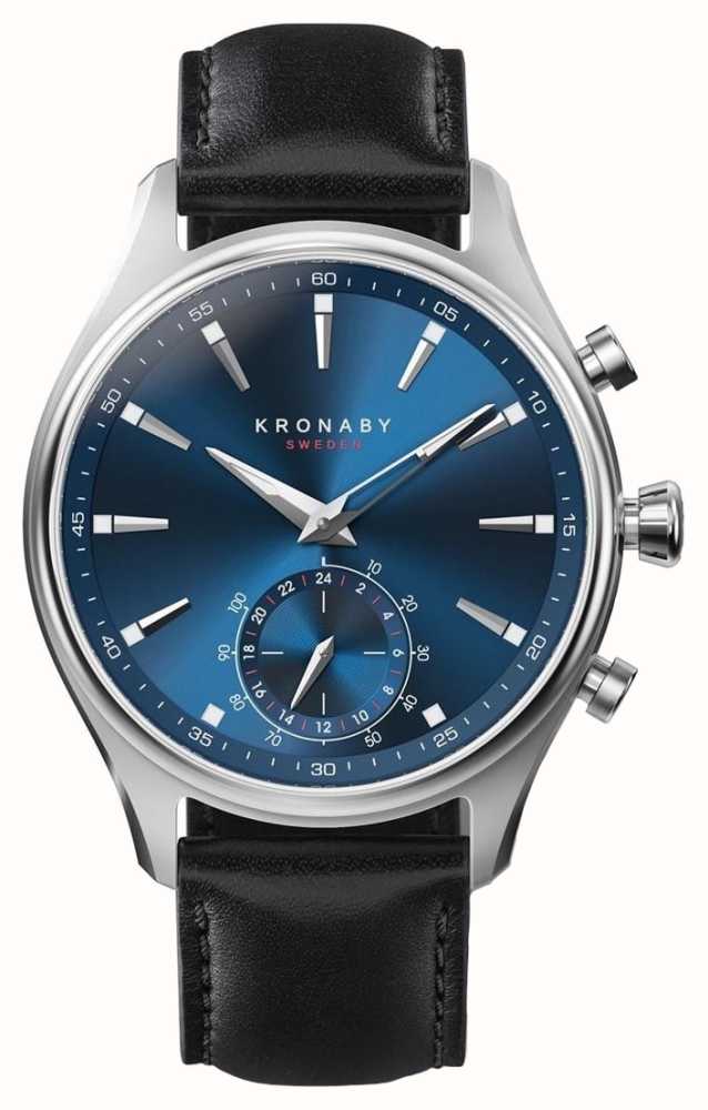 Kronaby SEKEL Hybrid Smartwatch (41mm) Blue Dial / Black Italian ...