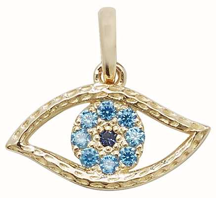 James Moore TH 9ct Yellow Gold Evil Eye Blue Cubic Zirconia Pendant Only PN1003