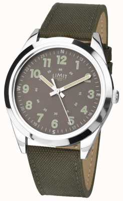 Limit Men's | Military Style Watch |Khaki Green Strap & Green Dial 5951