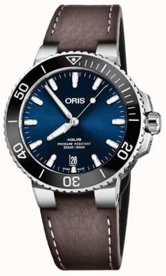 ORIS Aquis Date Automatic (39.5mm) Blue Dial / Brown Leather Strap 01 733 7732 4135-07 5 21 10FC
