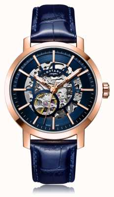 Rotary | Men's Blue Leather Strap | Rose Gold Case | GS05354/05