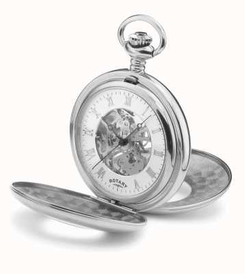 Rotary Men's Pocket Watch Hand Wound Silver Including Chain MP00712/01