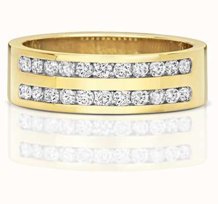 James Moore TH 9k Yellow Gold Diamond Set Double Row Half Eternity Ring RD553