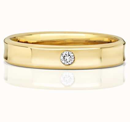 James Moore TH 9k Yellow Gold Concave Single Diamond Ring RD712