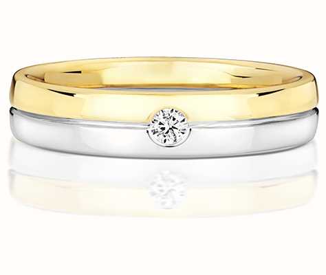 James Moore TH 9k White And Yellow Gold Men's Single Diamond Ring RD723