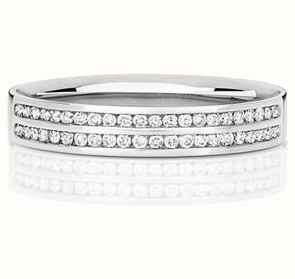 James Moore TH 9k White Gold Double Row Diamond Channel Ring RD724W