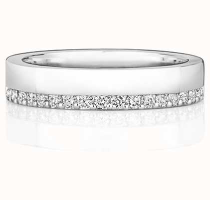 James Moore TH 9k White Gold Diamond Off Set Ring RD736W