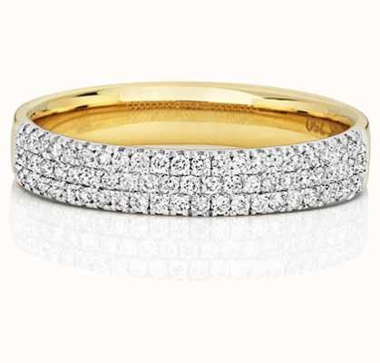 James Moore TH 18k Yellow Gold 3 Row Diamond Ring RDQ730